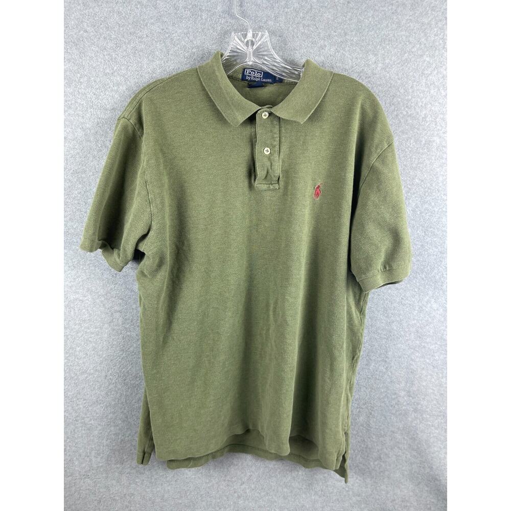 VTG Ralph Lauren Polo Shirt Men's L Green Short Sleeve Preppy‎ Classic Pullover